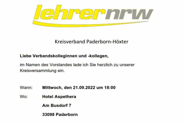 Auszug aus der Einladung zur Kreisversammlung am 21.09.22