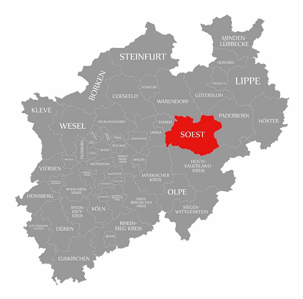 Die Lage Soests in NRW, Foto: Adobe Stock Die Lage Soests in NRW